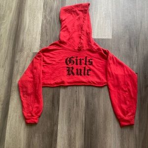 Red Cropped Hoodie
